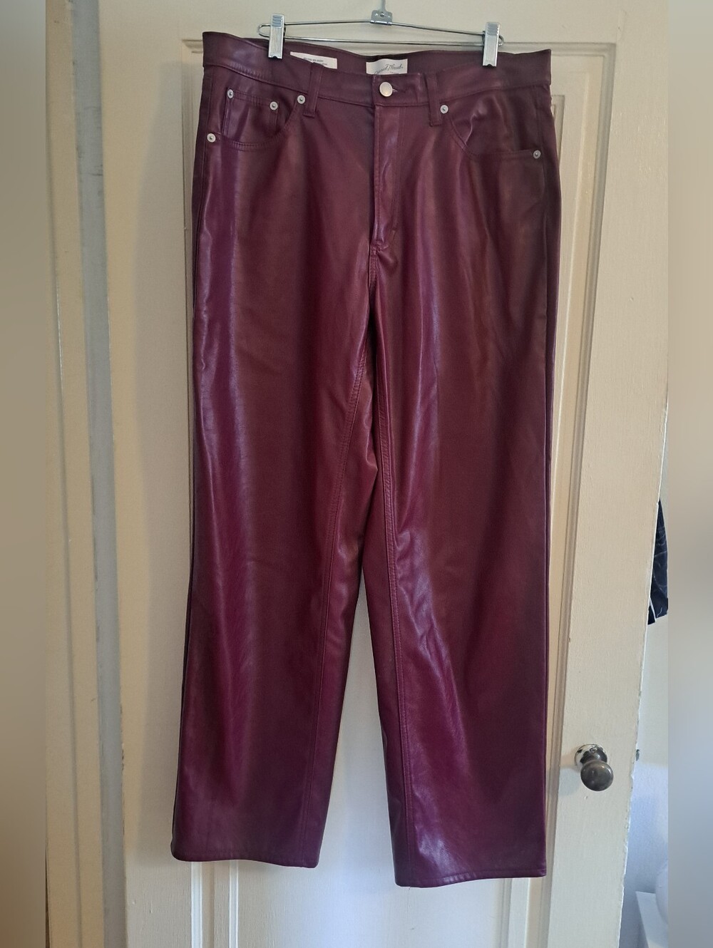 Universal Thread Women's Wine Faux Leather Wide-Leg Pants